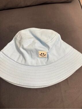 Kids Light Blue Smiley Bucket Hat